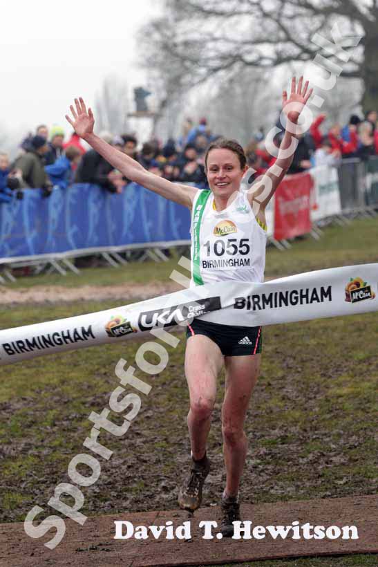 Louise Damen  winning the senior womens McCain World Cross Country Trials and Inter Counties.